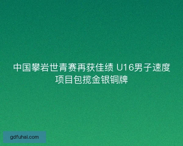 中国攀岩世青赛再获佳绩 U16男子速度项目包揽金银铜牌